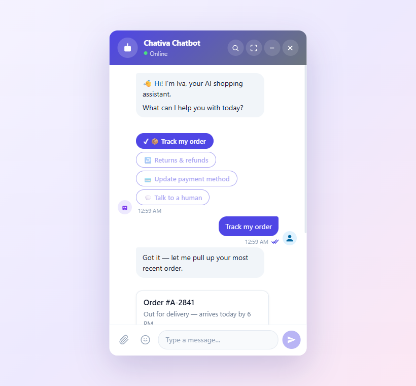 Chativa chat widget — popup mode
